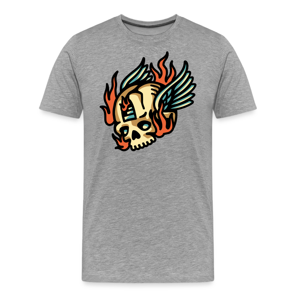 Skull Wing Skull Totenkopf Premium T-Shirt Herren - Grau meliert