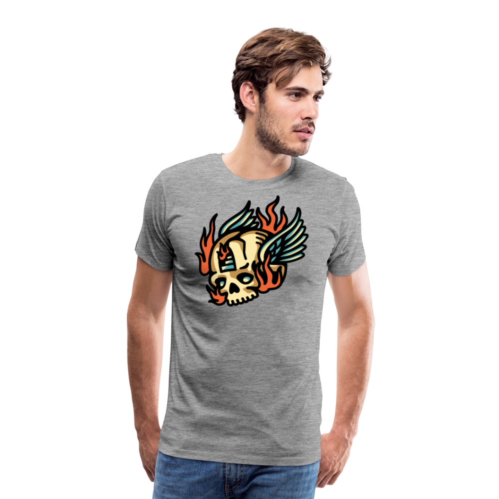 Skull Wing Skull Totenkopf Premium T-Shirt Herren - Grau meliert