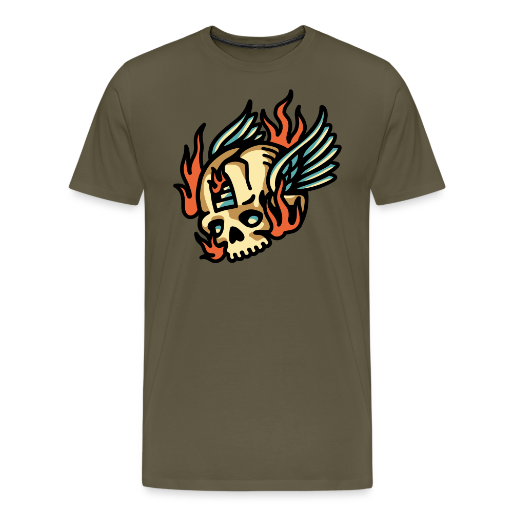 Skull Wing Skull Totenkopf Premium T-Shirt Herren - Khaki
