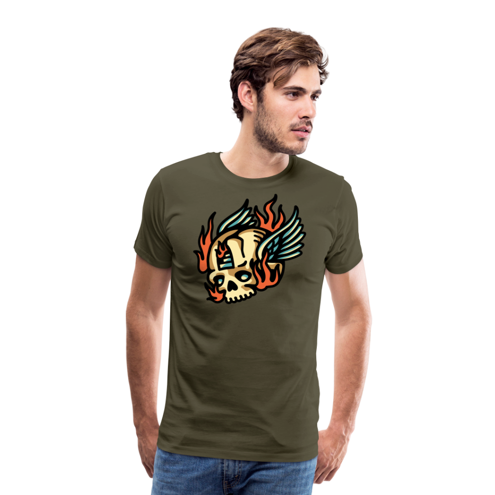 Skull Wing Skull Totenkopf Premium T-Shirt Herren - Khaki