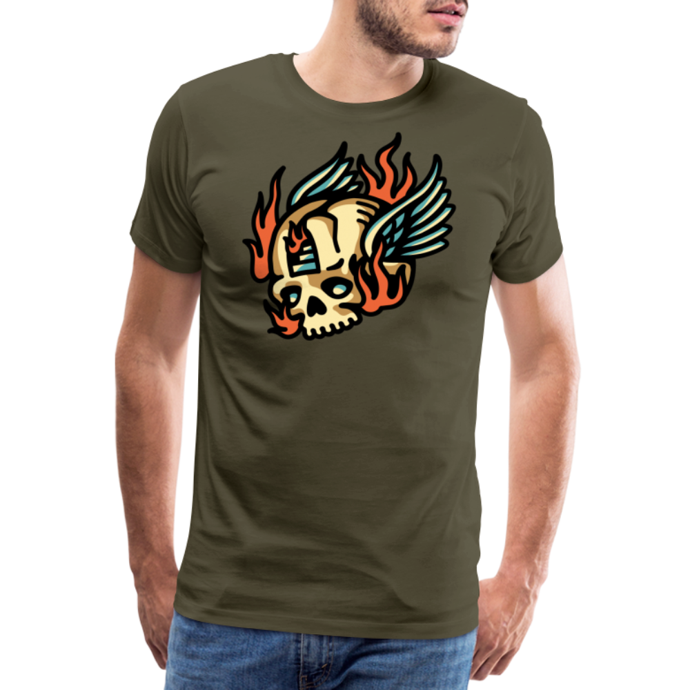 Skull Wing Skull Totenkopf Premium T-Shirt Herren - Khaki