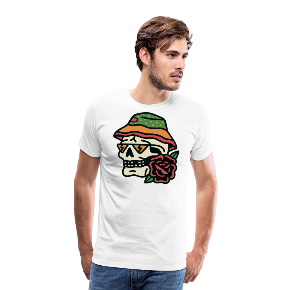 WANDER Skull Totenkopf Premium T-Shirt Herren - Weiß