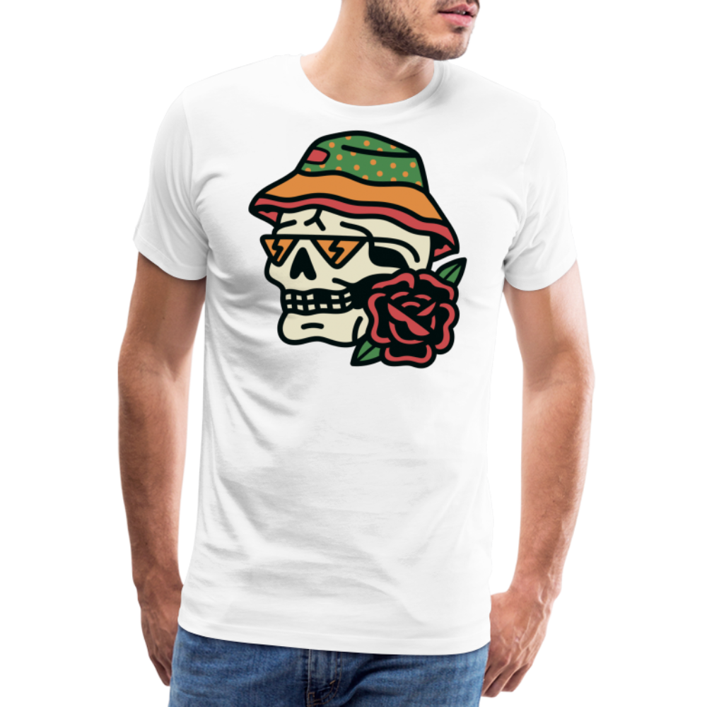 WANDER Skull Totenkopf Premium T-Shirt Herren - Weiß