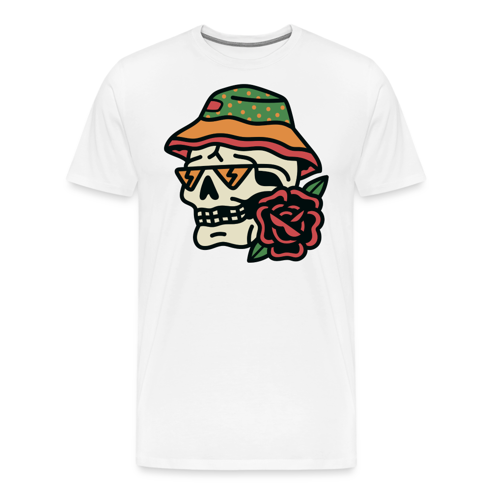 WANDER Skull Totenkopf Premium T-Shirt Herren - Weiß