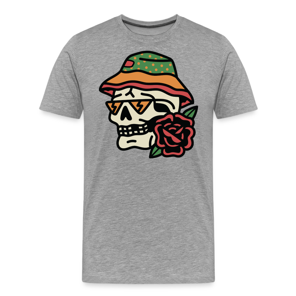 WANDER Skull Totenkopf Premium T-Shirt Herren - Grau meliert