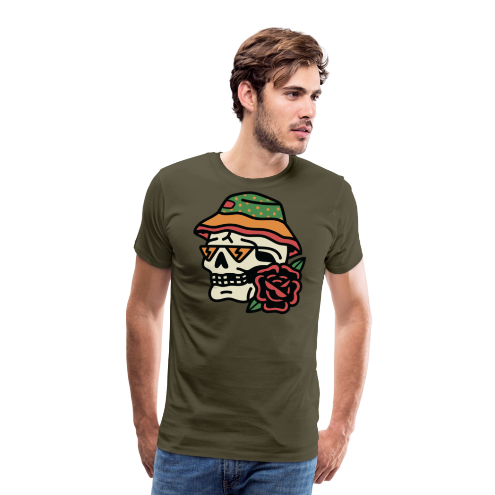 WANDER Skull Totenkopf Premium T-Shirt Herren - Khaki
