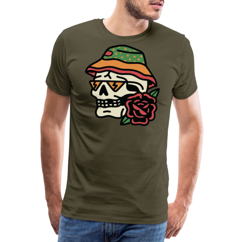 WANDER Skull Totenkopf Premium T-Shirt Herren - Khaki