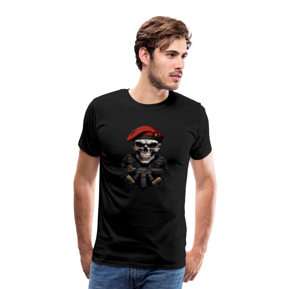 Skull Red Beret Totenkopf Premium T-Shirt Herren - Schwarz