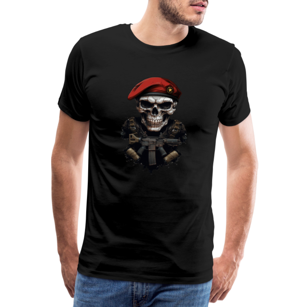 Skull Red Beret Totenkopf Premium T-Shirt Herren - Schwarz