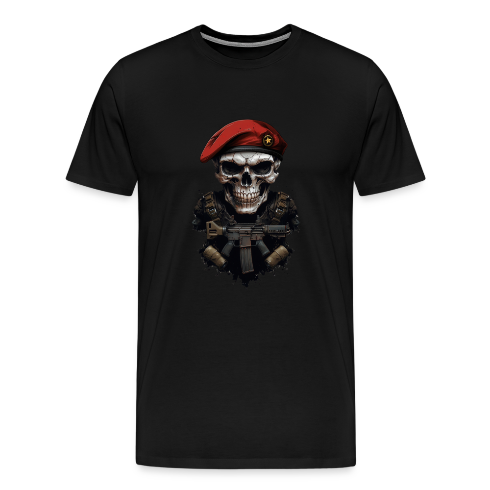 Skull Red Beret Totenkopf Premium T-Shirt Herren - Schwarz