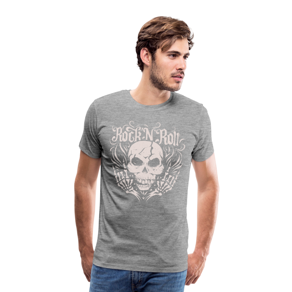 Rock and roll Skull Totenkopf Premium T-Shirt Herren - Grau meliert
