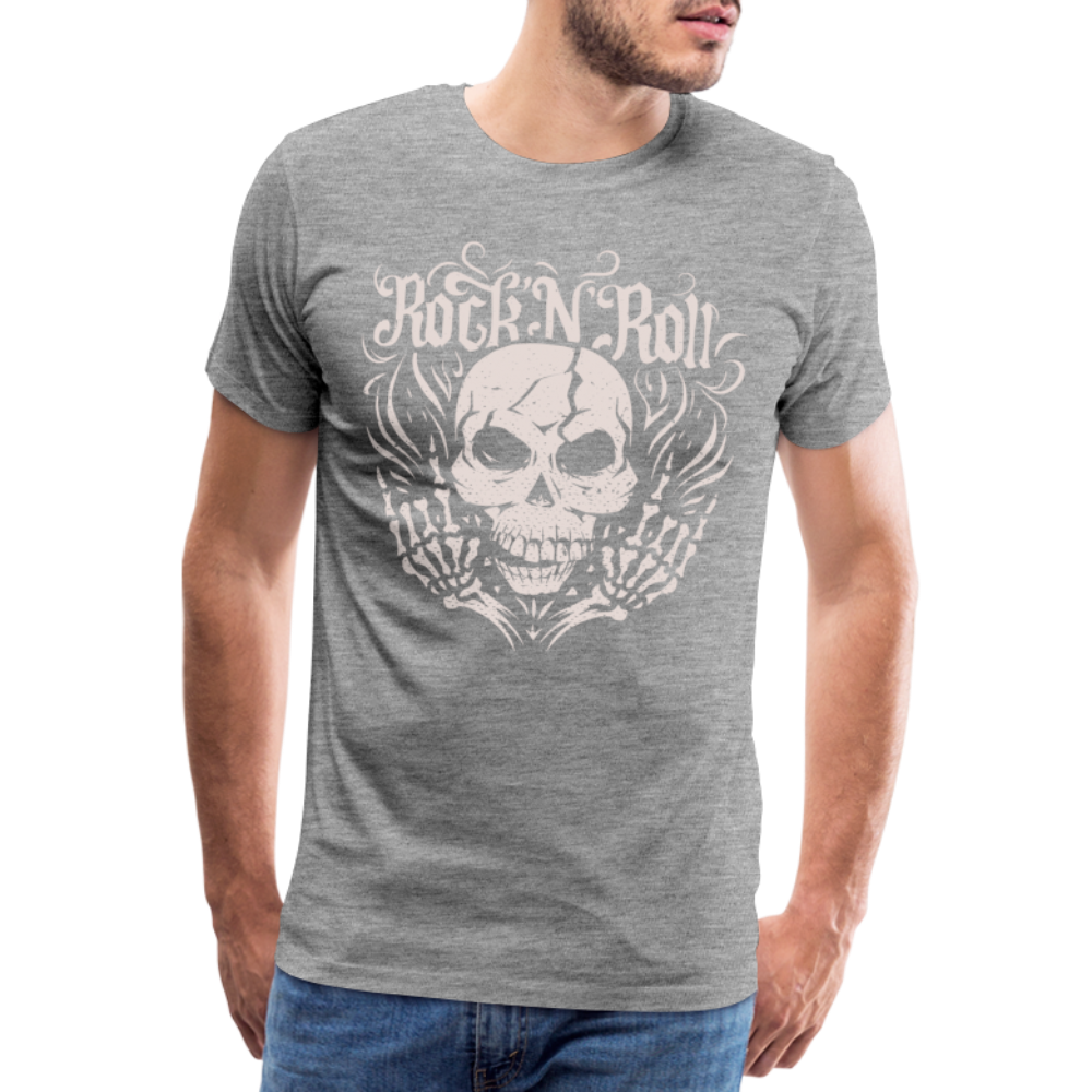 Rock and roll Skull Totenkopf Premium T-Shirt Herren - Grau meliert