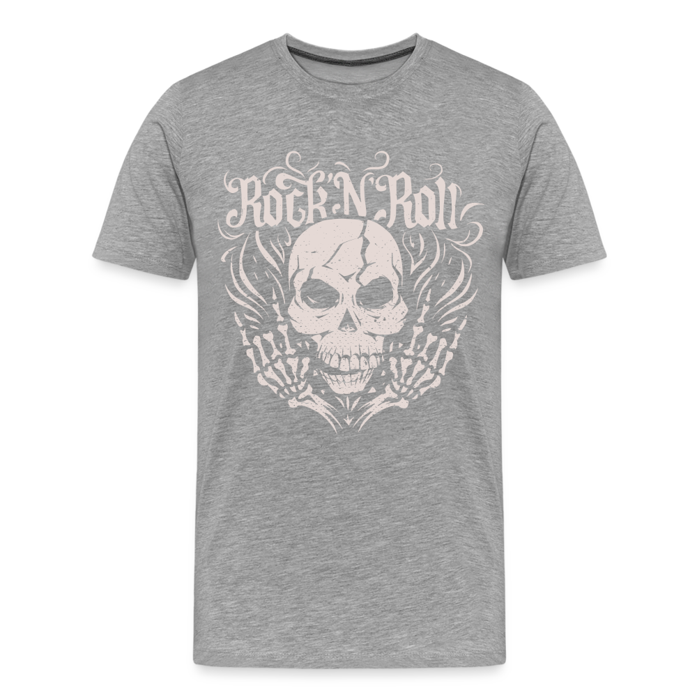 Rock and roll Skull Totenkopf Premium T-Shirt Herren - Grau meliert