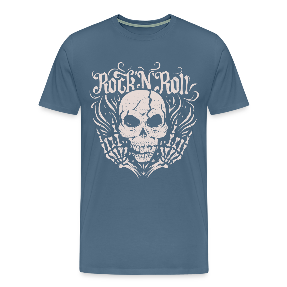 Rock and roll Skull Totenkopf Premium T-Shirt Herren - Blaugrau