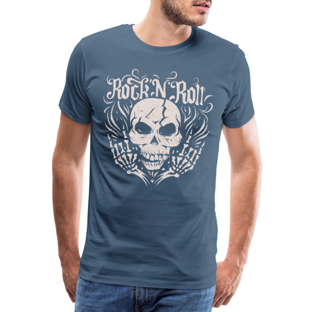 Rock and roll Skull Totenkopf Premium T-Shirt Herren - Blaugrau