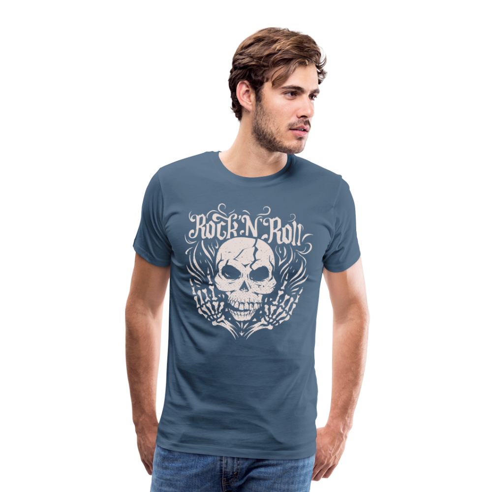 Rock and roll Skull Totenkopf Premium T-Shirt Herren - Blaugrau