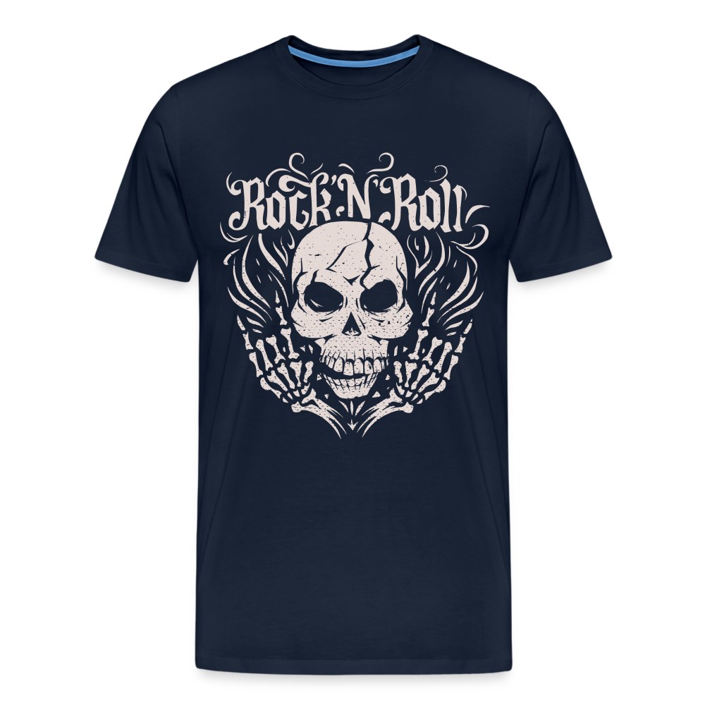 Rock and roll Skull Totenkopf Premium T-Shirt Herren - Navy