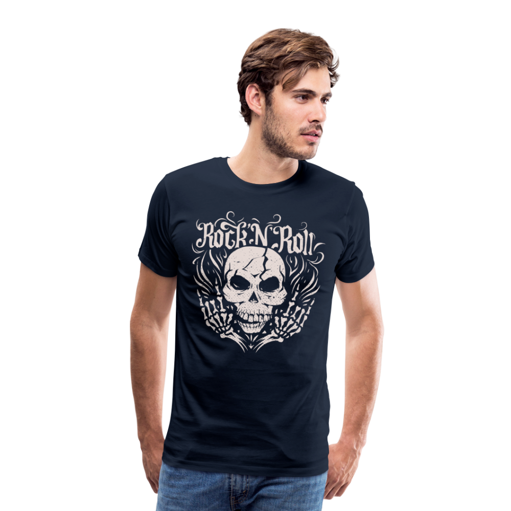 Rock and roll Skull Totenkopf Premium T-Shirt Herren - Navy