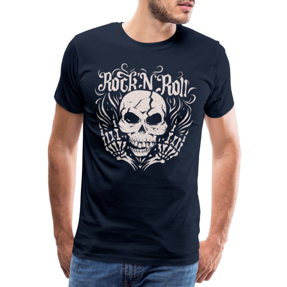 Rock and roll Skull Totenkopf Premium T-Shirt Herren - Navy