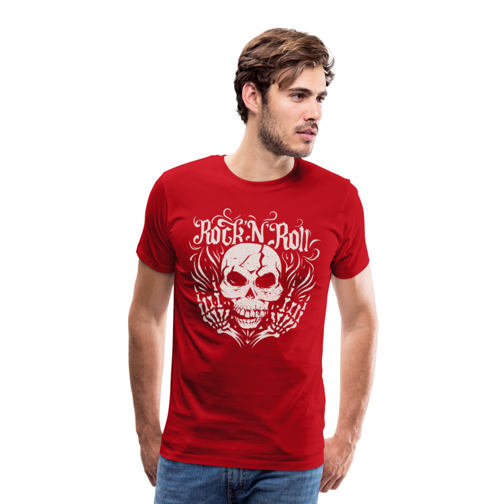Rock and roll Skull Totenkopf Premium T-Shirt Herren - Rot
