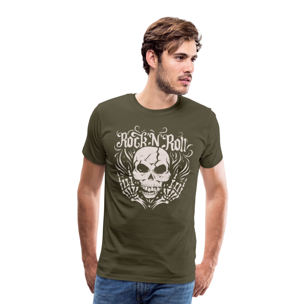 Rock and roll Skull Totenkopf Premium T-Shirt Herren - Khaki