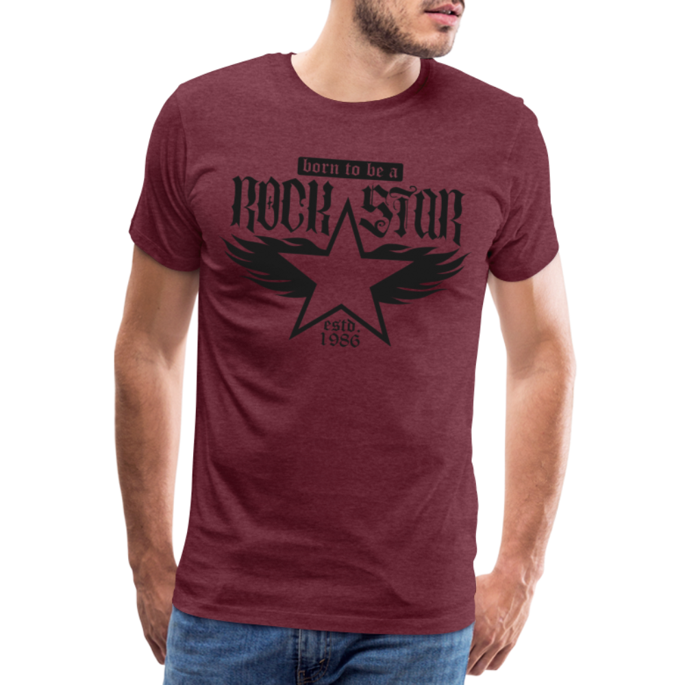 Rock Star Rock and Roll Premium T-Shirt Herren - Bordeauxrot meliert