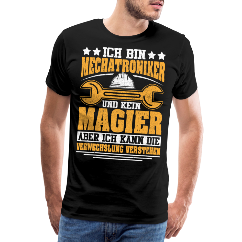 Mechatroniker & kein Magier lustiges Premium T-Shirt Herren - Schwarz