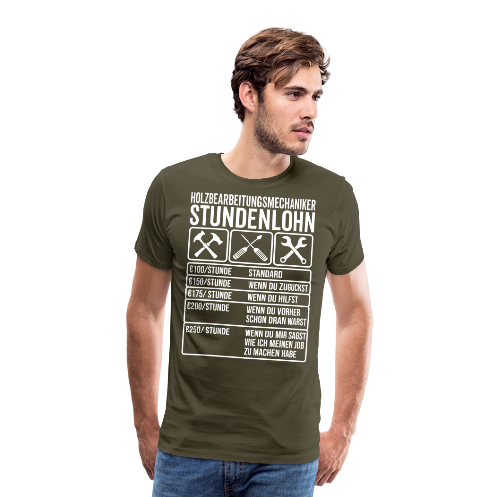 Stundenlohn Holz lustiges Premium T-Shirt Herren - Khaki
