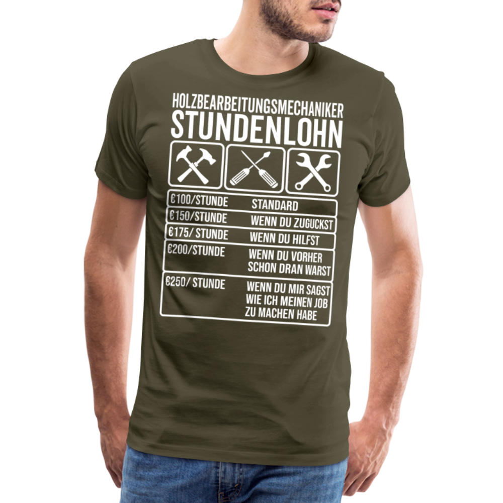 Stundenlohn Holz lustiges Premium T-Shirt Herren - Khaki