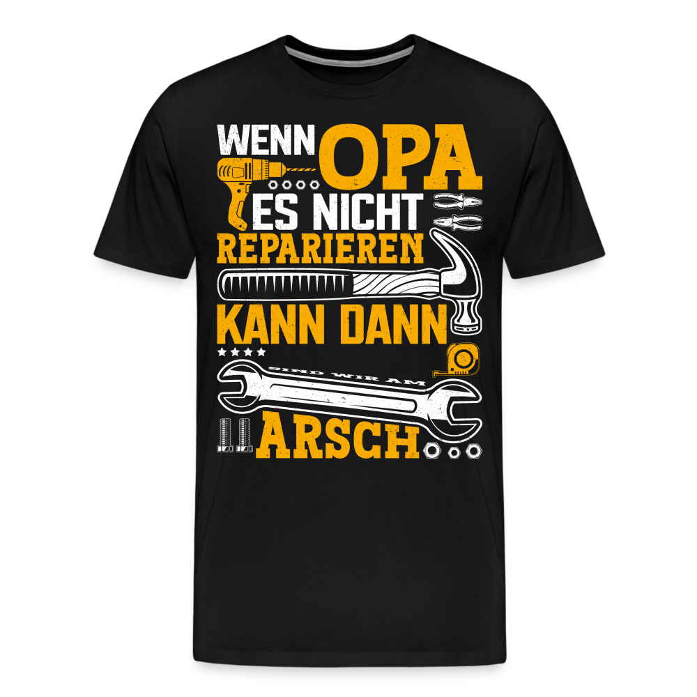 Wenn Opa es nicht reparieren kann lustiges Premium T-Shirt Herren - Schwarz