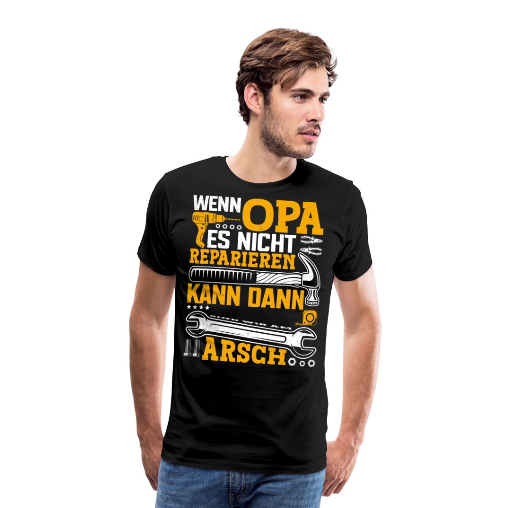 Wenn Opa es nicht reparieren kann lustiges Premium T-Shirt Herren - Schwarz
