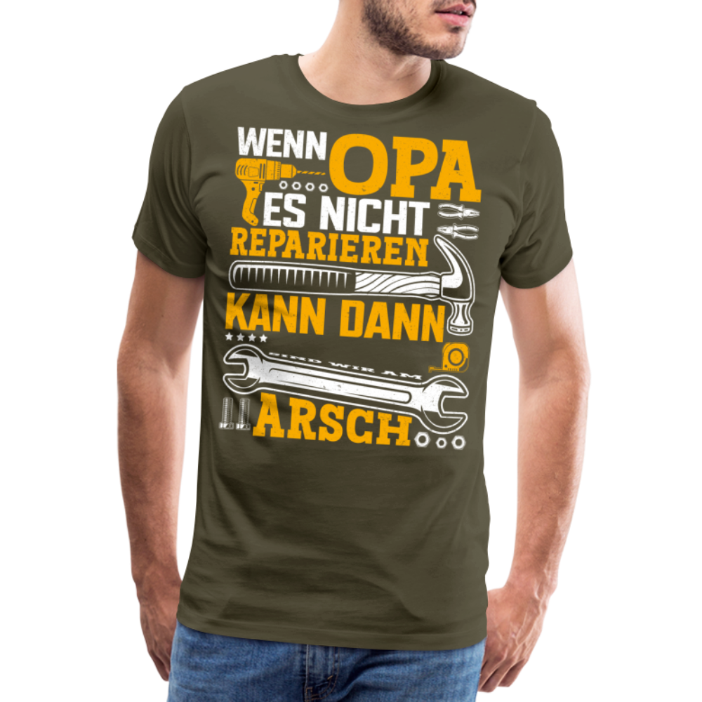 Wenn Opa es nicht reparieren kann lustiges Premium T-Shirt Herren - Khaki