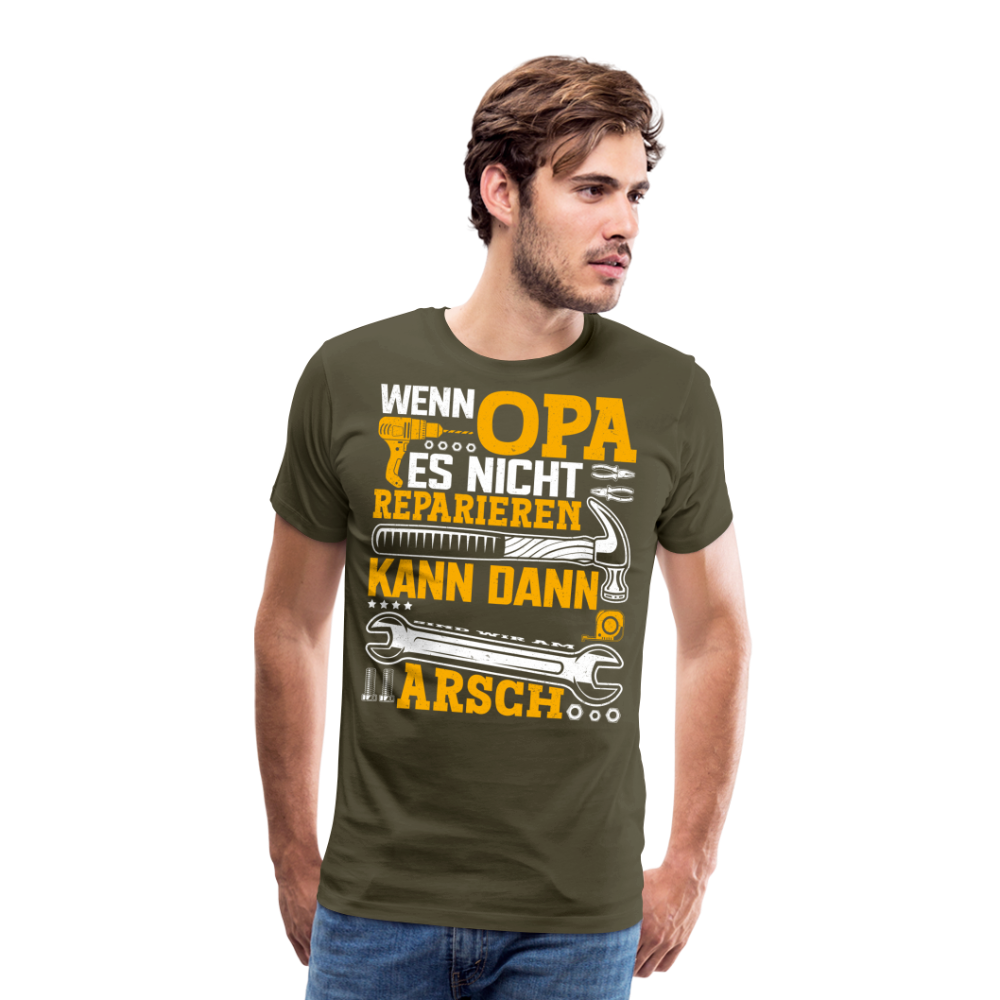 Wenn Opa es nicht reparieren kann lustiges Premium T-Shirt Herren - Khaki