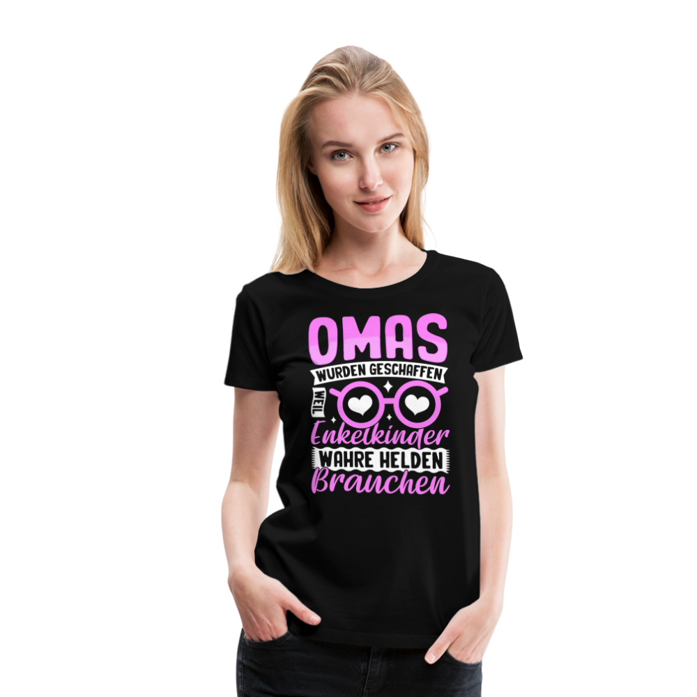 Omas wahre Helden lustiges Premium T-Shirt Damen - Schwarz