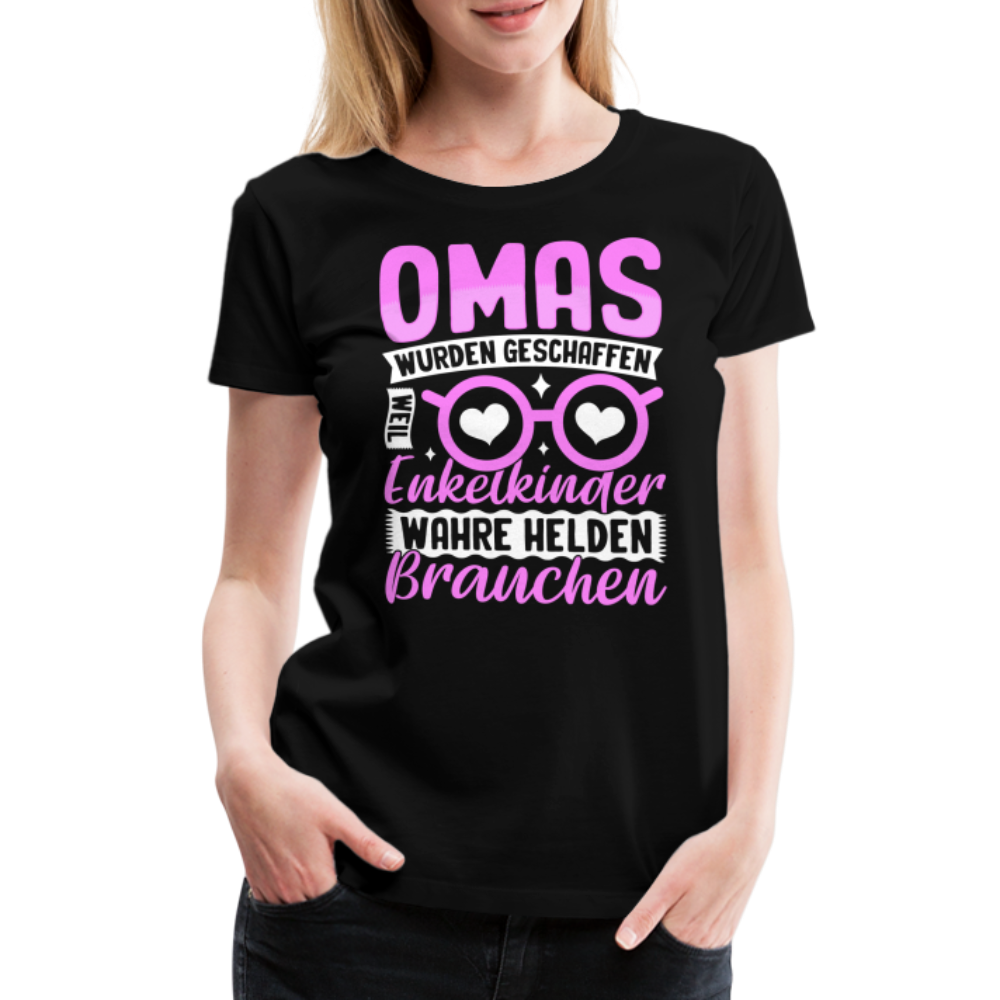 Omas wahre Helden lustiges Premium T-Shirt Damen - Schwarz