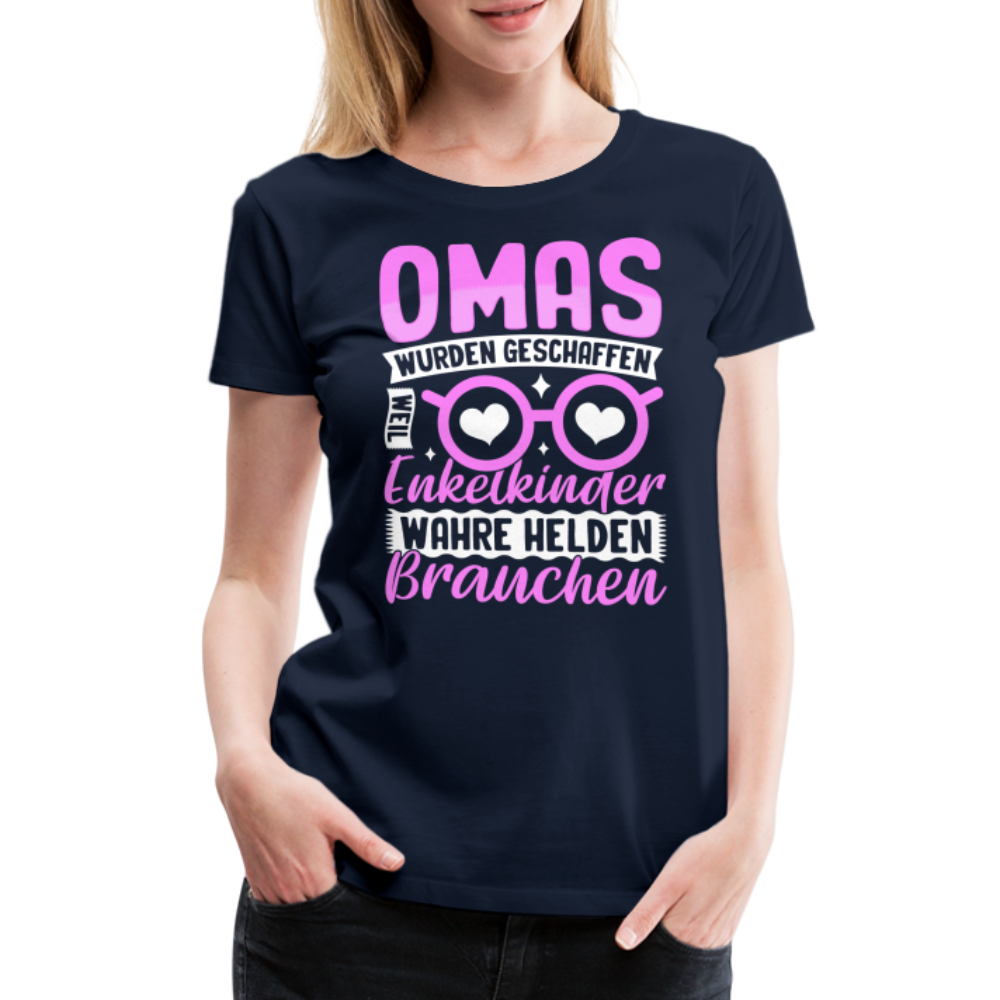 Omas wahre Helden lustiges Premium T-Shirt Damen - Navy