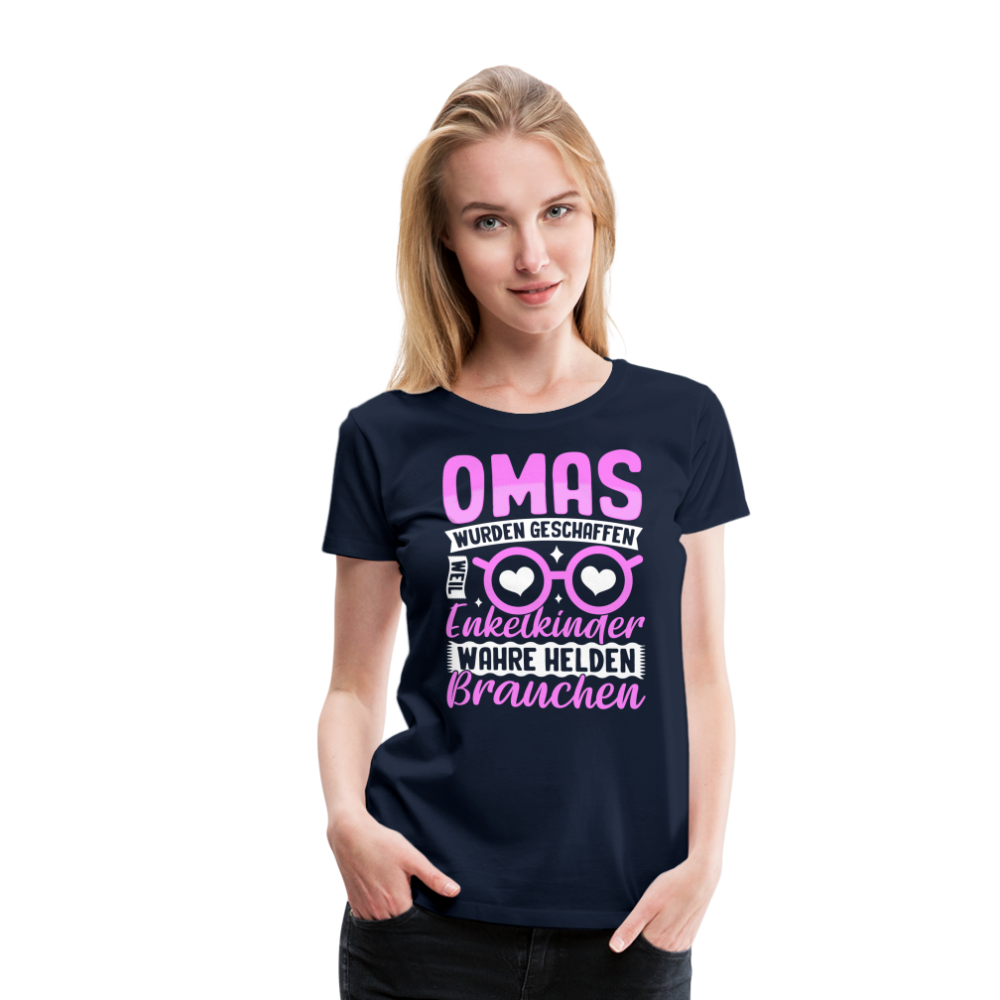 Omas wahre Helden lustiges Premium T-Shirt Damen - Navy