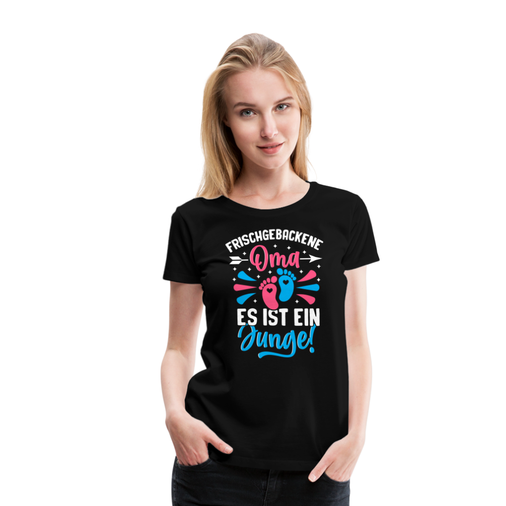 Frischgebackene Oma Es ist ein Junge! lustiges Premium T-Shirt Damen - Schwarz