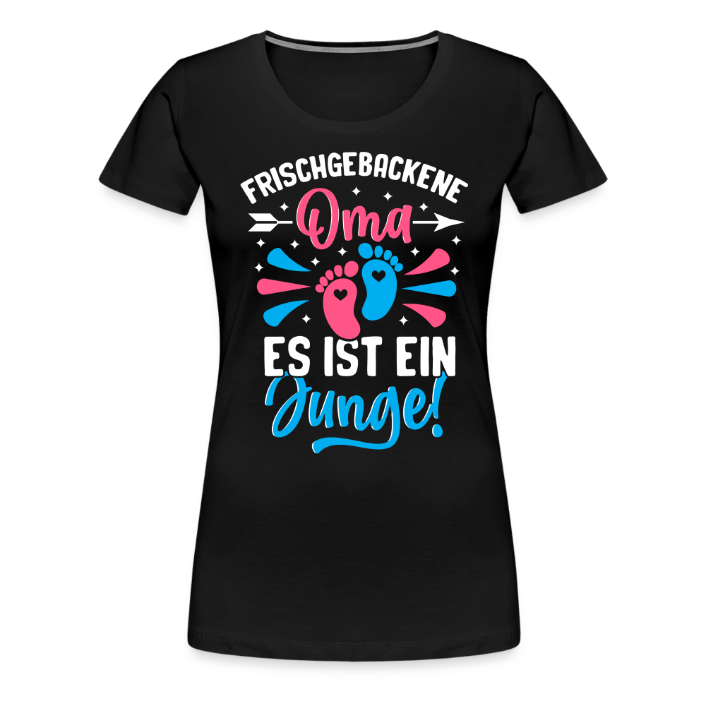 Frischgebackene Oma Es ist ein Junge! lustiges Premium T-Shirt Damen - Schwarz