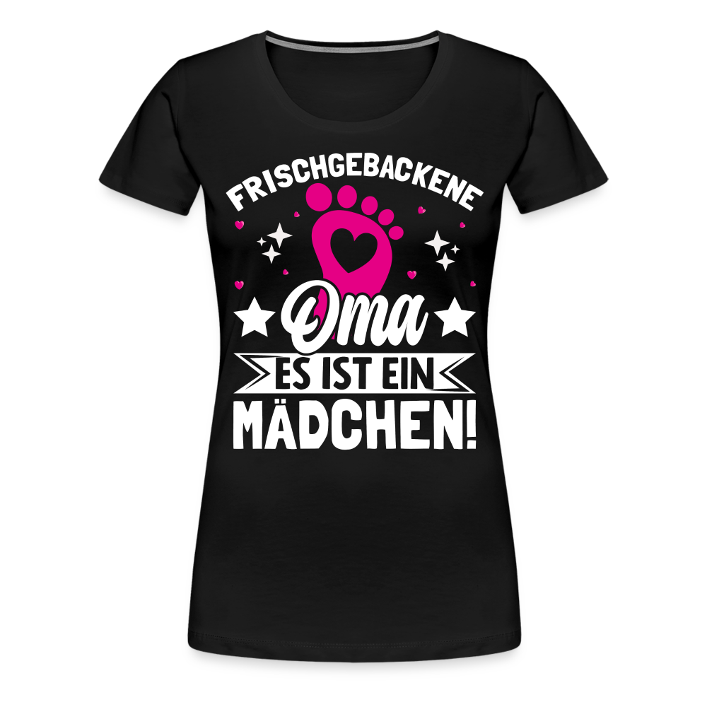 Frischgebackene Oma Es ist ein Mädchen! lustiges Premium T-Shirt Damen - Schwarz
