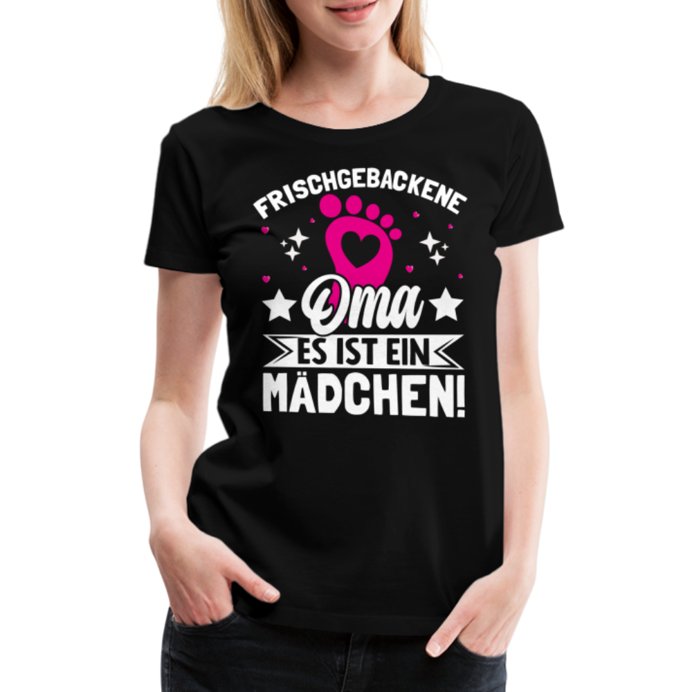 Frischgebackene Oma Es ist ein Mädchen! lustiges Premium T-Shirt Damen - Schwarz