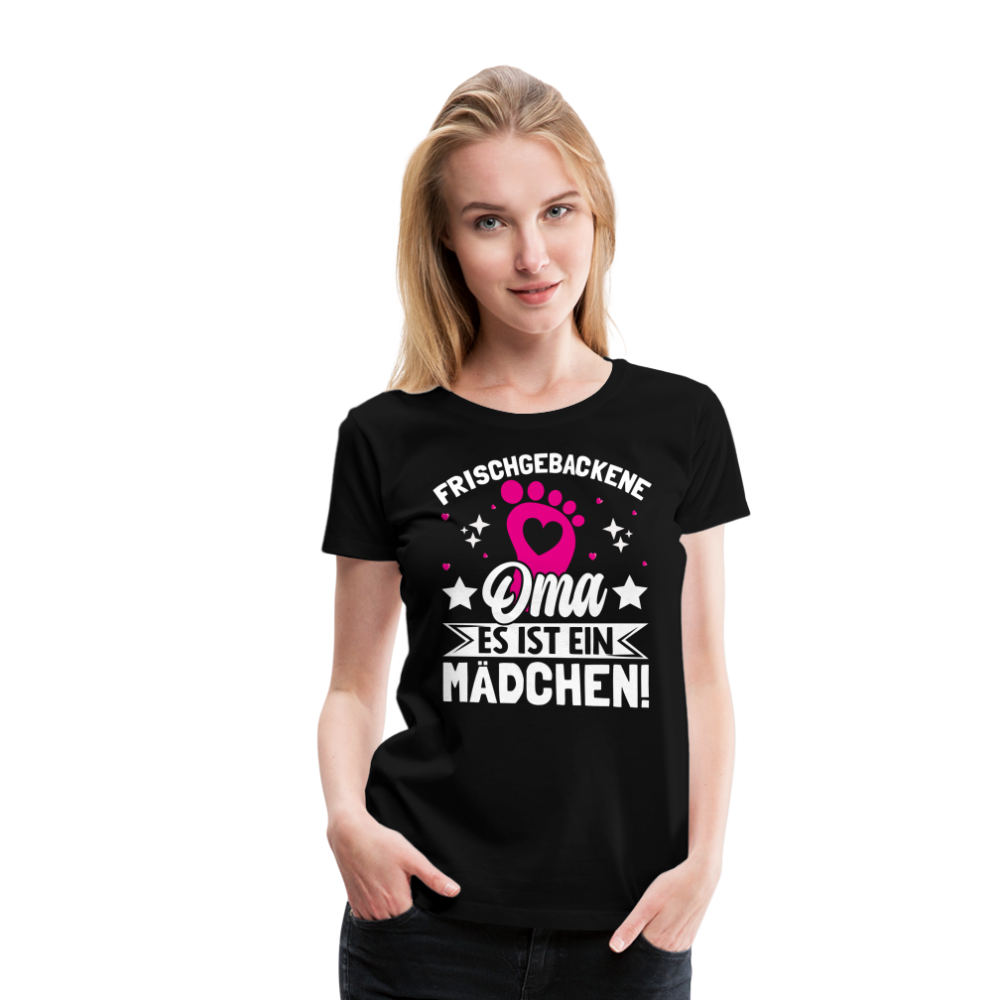 Frischgebackene Oma Es ist ein Mädchen! lustiges Premium T-Shirt Damen - Schwarz