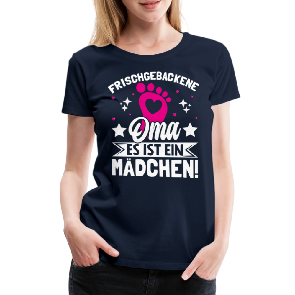 Frischgebackene Oma Es ist ein Mädchen! lustiges Premium T-Shirt Damen - Navy