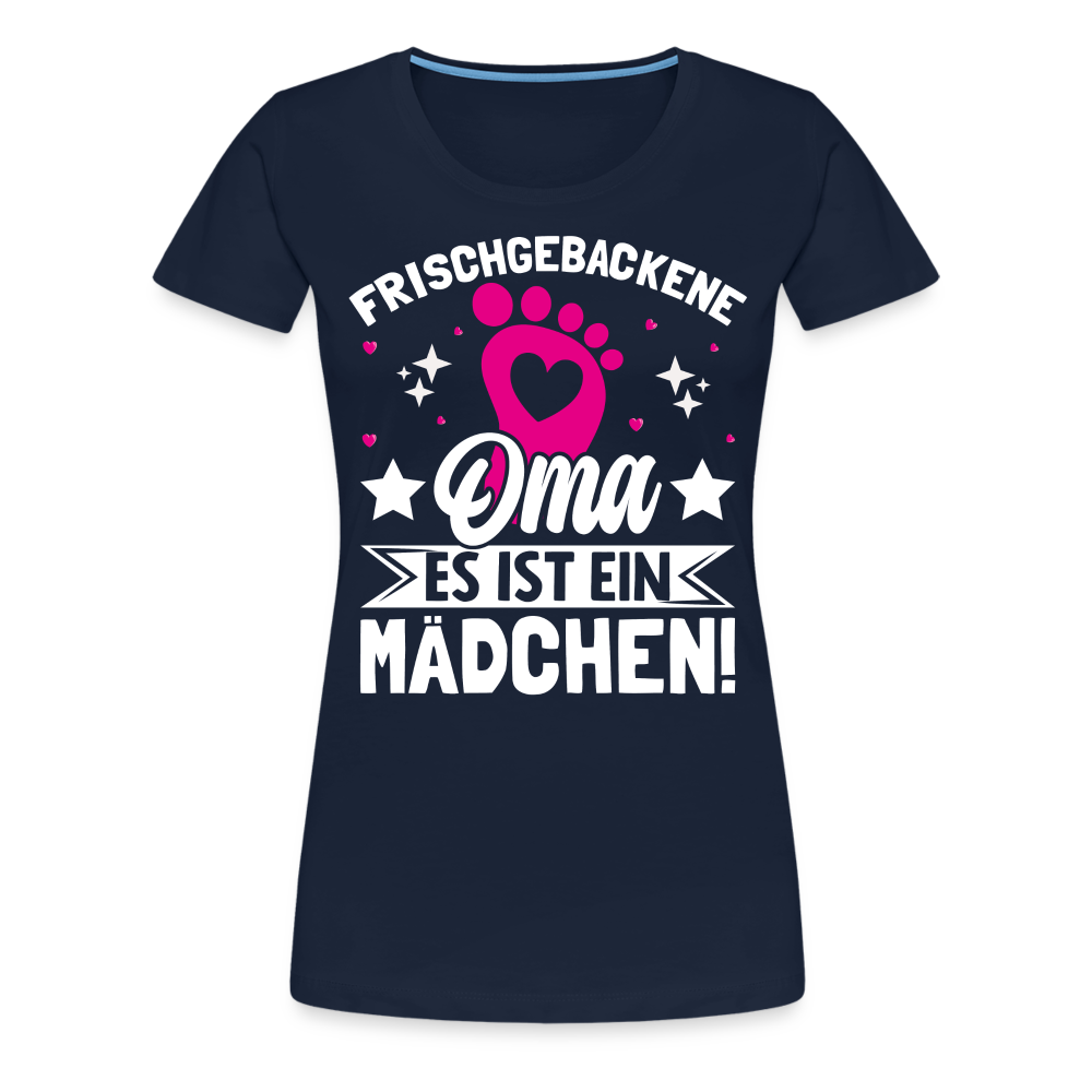 Frischgebackene Oma Es ist ein Mädchen! lustiges Premium T-Shirt Damen - Navy
