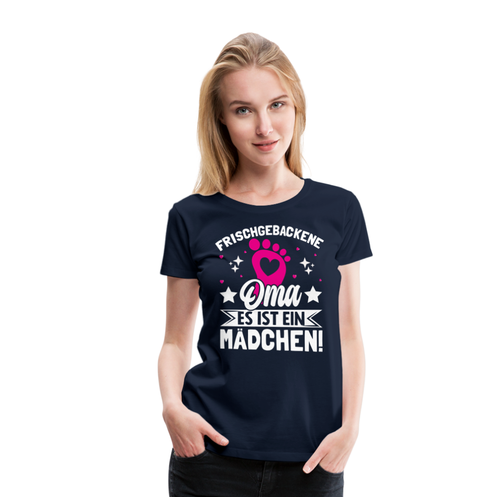 Frischgebackene Oma Es ist ein Mädchen! lustiges Premium T-Shirt Damen - Navy