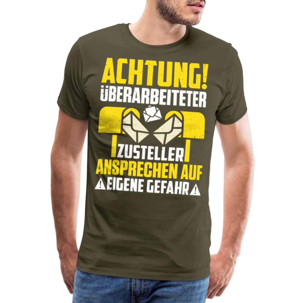 Paketzusteller Briefzusteller Postbote lustiges Premium T-Shirt Herren - Khaki