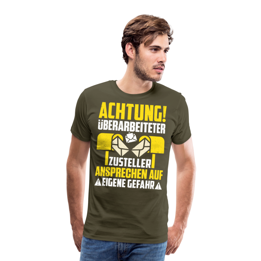 Paketzusteller Briefzusteller Postbote lustiges Premium T-Shirt Herren - Khaki