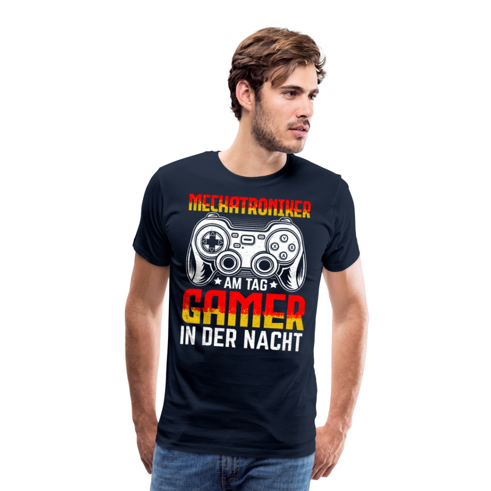 Mechatroniker am Tag Gamer in der Nacht lustiges Premium T-Shirt Herren - Navy
