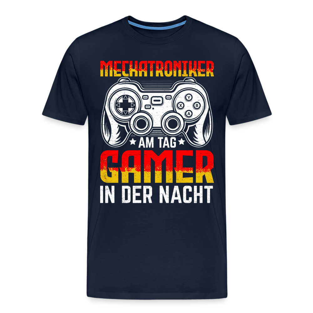 Mechatroniker am Tag Gamer in der Nacht lustiges Premium T-Shirt Herren - Navy