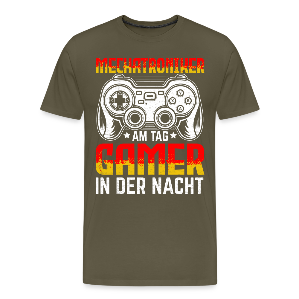 Mechatroniker am Tag Gamer in der Nacht lustiges Premium T-Shirt Herren - Khaki